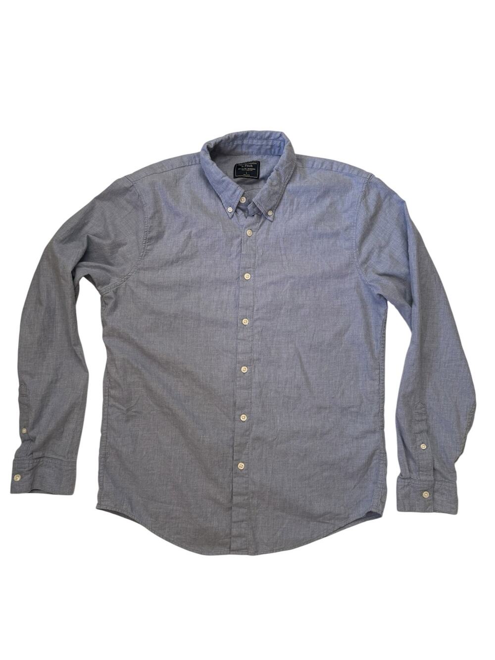 ABERCROMBIE & FITCH Chambray Brushed Cotton Button Up Shirt Size Large Mens Blue